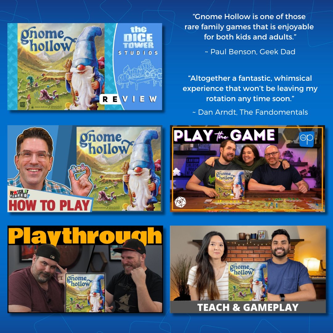 Gnome Hollow released a month ago at #GenCon, and the reviews are in!

If you're unsure if our latest hit is for you, we've made a playlist with some videos that you can watch to learn more!

💡 rebrand.ly/GHplaylist