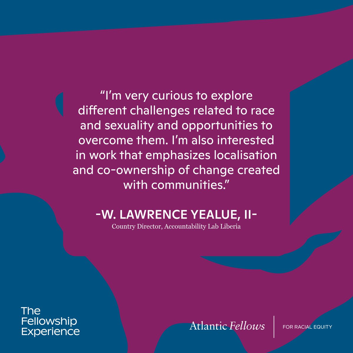 Atlantic Fellows for Racial Equity (@afreglobal) on Twitter photo <a href="/Imperative_Fund/">The Imperative</a> <a href="/MandiShandu/">Mandisa Lusanda Shandu</a> <a href="/EleanorThomps/">Eleanor Thompson</a> W. Lawrence Yealue II (<a href="/thebrainlaw1/">Lawrence Yealue,II.</a>) is a passionate advocate for and practitioner of social change with a career spanning youth and business development, peace building and governance.
Learn more his work and background: racialequity.atlanticfellows.org/fellow/w-lawre…. <a href="/Imperative_Fund/">The Imperative</a> <a href="/MandiShandu/">Mandisa Lusanda Shandu</a> <a href="/EleanorThomps/">Eleanor Thompson</a> W. Lawrence Yealue II (<a href="/thebrainlaw1/">Lawrence Yealue,II.</a>) is a passionate advocate for and practitioner of social change with a career spanning youth and business development, peace building and governance.
Learn more his work and background: racialequity.atlanticfellows.org/fellow/w-lawre….