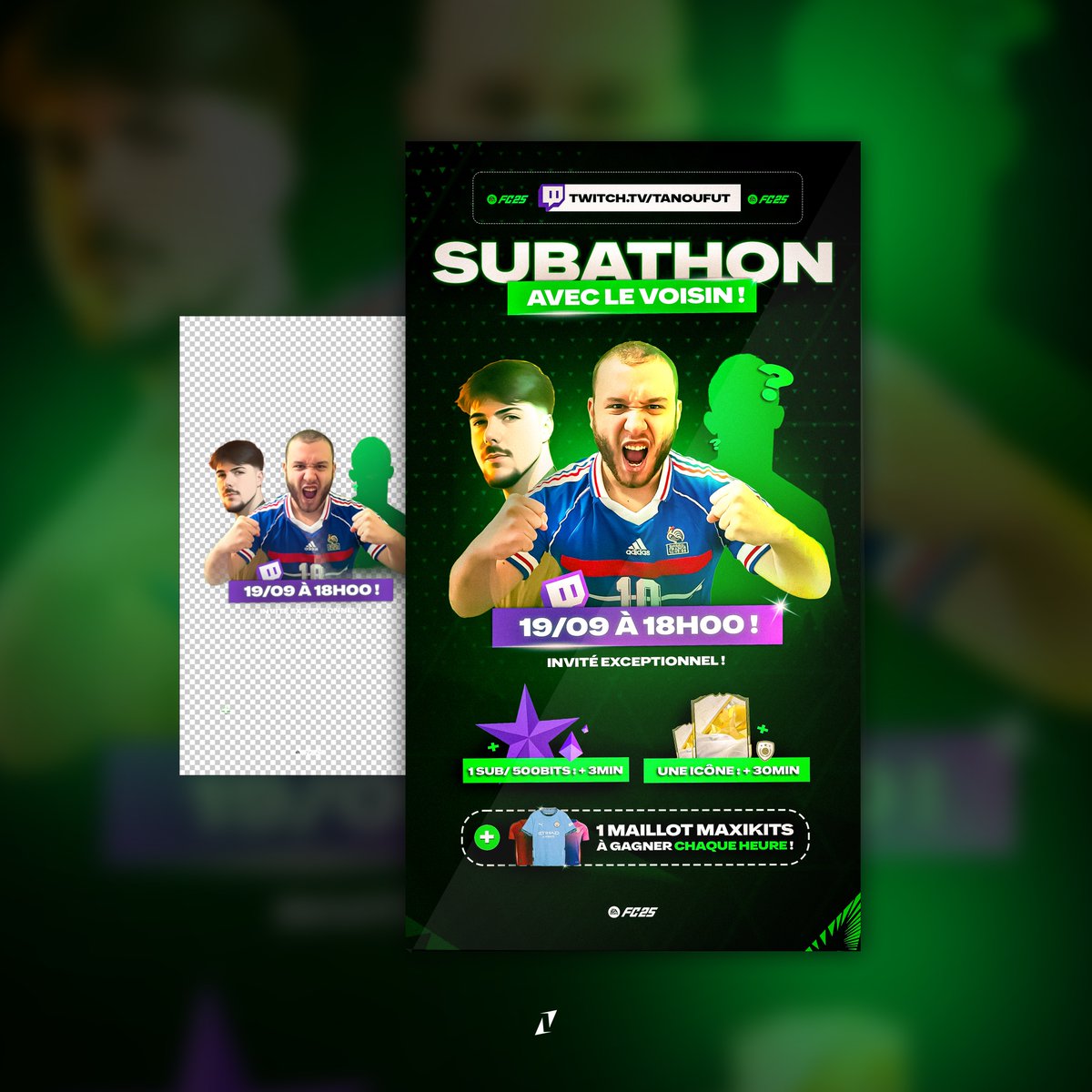 🎮 NOUVELLE AFFICHE SUBATHON pour <a href="/tanoufut/">TANOUFUT</a> ! 🎉

🔹 Thème FC25 pour célébrer la sortie du jeu 🏆
🔹 Design dynamique et immersif, prêt à booster l’ambiance du stream ⚡

💌 Commandes ouvertes !
🖇️ nano-crea.com

#FC25 #Subathon #TwitchDesign #NanoCrea