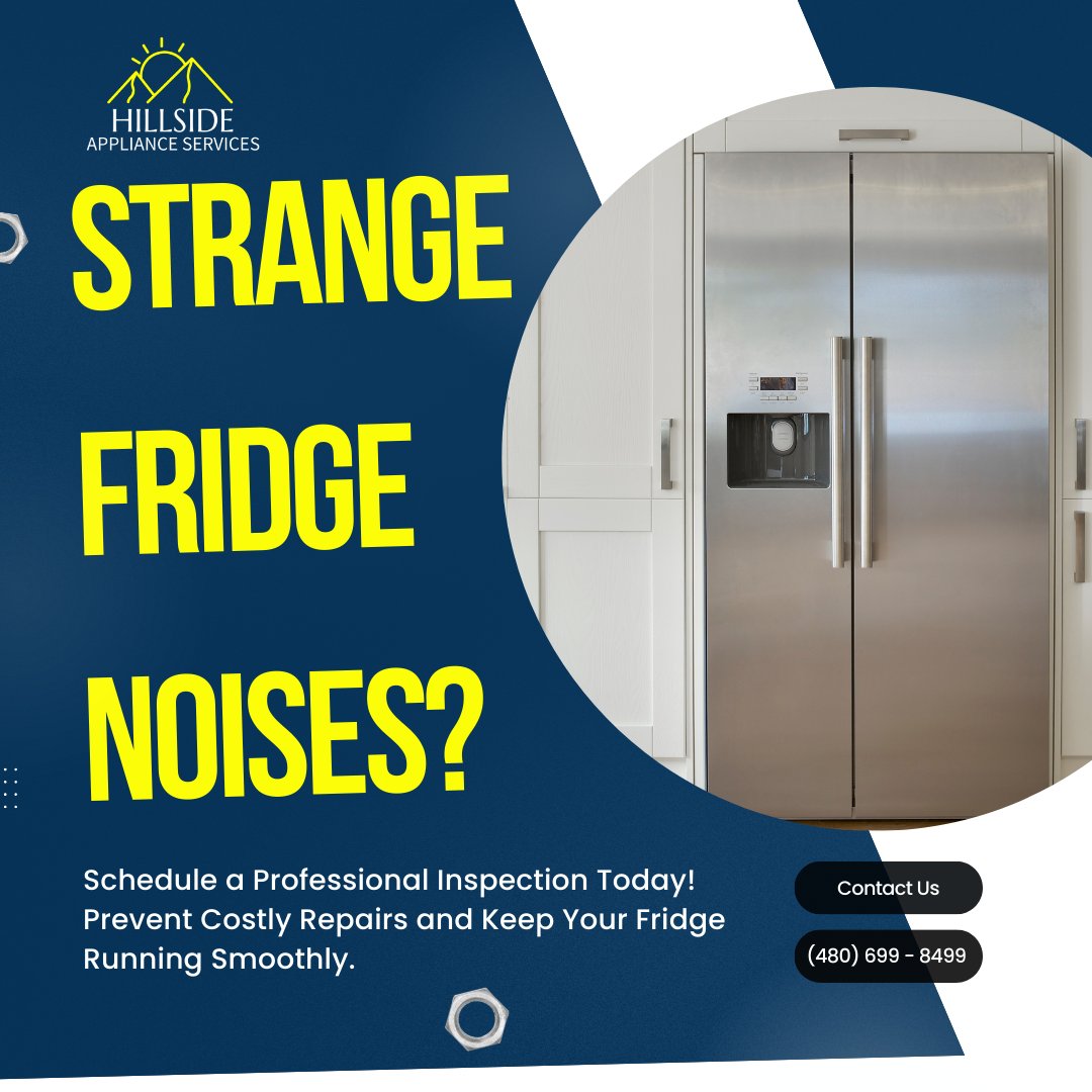 hillsideaz's tweet image. Is your refrigerator making strange noises? 🤔 It could be the compressor, fan, or another mechanical issue.

Don’t ignore the sounds—schedule an inspection before it turns into a bigger problem.

Visit us at hillsideappliancerepair.com

#FridgeMaintenance #PhoenixAZ #ApplianceRepair