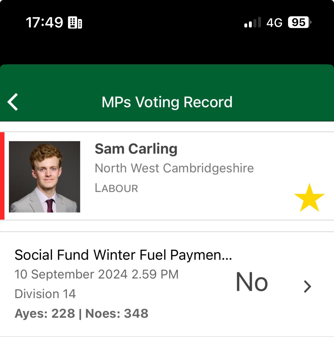BenThomWood's tweet image. I can report that my current MP (@sam_carling_) &amp;amp; the MP for my nearest city (@andrewpakes_) have both voted to defeat the opposition’s motion to restore the #WinterFuelPayment to all pensioners.
Presumably the removal is to fund the #InflationBusting pay rises for unionised orgs