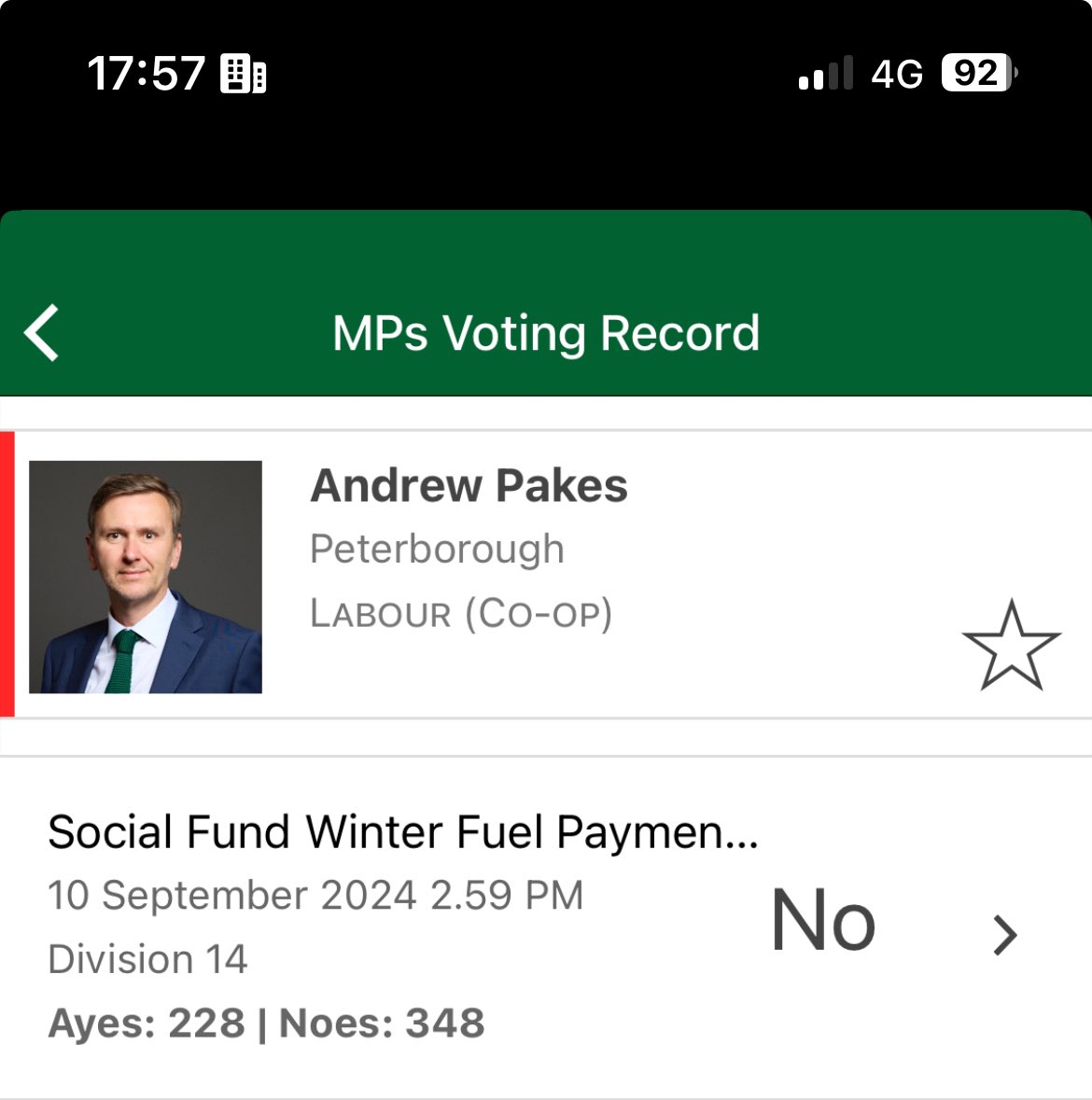 BenThomWood's tweet image. I can report that my current MP (@sam_carling_) &amp;amp; the MP for my nearest city (@andrewpakes_) have both voted to defeat the opposition’s motion to restore the #WinterFuelPayment to all pensioners.
Presumably the removal is to fund the #InflationBusting pay rises for unionised orgs