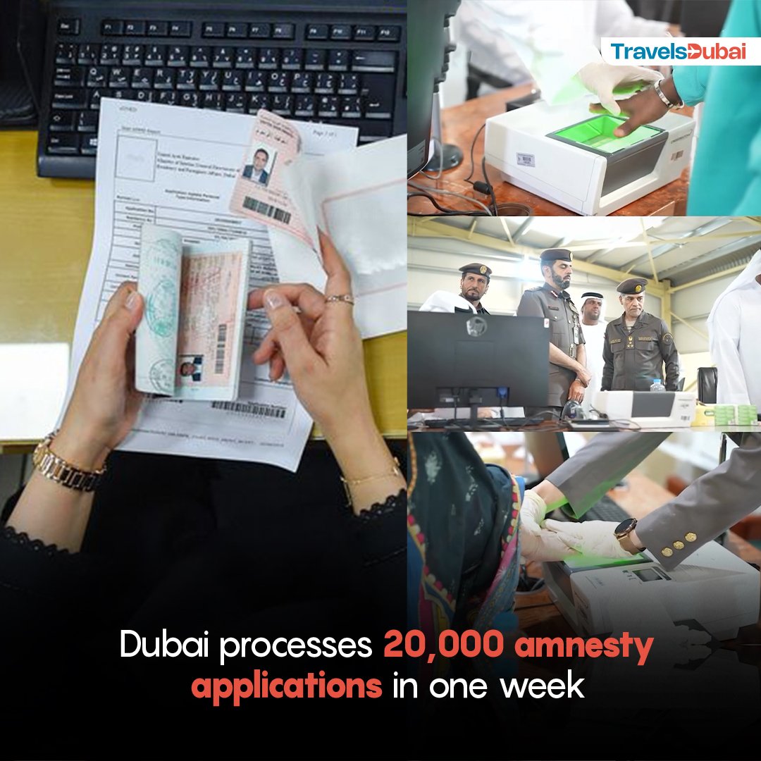 travelsdubaione's tweet image. A record-breaking achievement! Dubai has successfully processed an astonishing 20,000 amnesty applications in just one week. 
For more information, visit us at travelsdubai.com
#Dubai #AmnestyProgram #Immigration #RecordBreaking