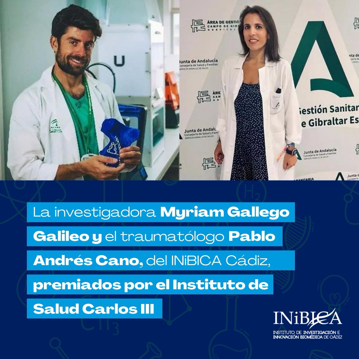 INiBICA (@inibica_iis) on Twitter photo 👩🔬🧑🔬 La #investigadora Myriam Gallego Galileo y el #traumatólogo <a href="/pabloancano/">Pablo Andrés Cano</a>, del INiBICA Cádiz, han sido premiados por el Instituto de Salud Carlos III.
¡Te lo contamos todo en el siguiente post! ⬇️
Más información 👉 lc.cx/uURVpS 👩🔬🧑🔬 La #investigadora Myriam Gallego Galileo y el #traumatólogo <a href="/pabloancano/">Pablo Andrés Cano</a>, del INiBICA Cádiz, han sido premiados por el Instituto de Salud Carlos III.
¡Te lo contamos todo en el siguiente post! ⬇️
Más información 👉 lc.cx/uURVpS