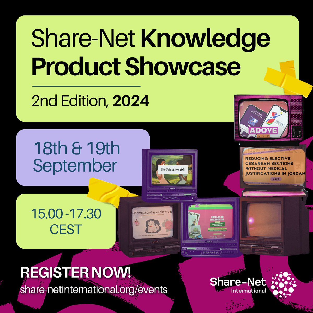 Register for the 2nd Share-Net Knowledge Product Showcase!

Over two days, grant recipients will share their newly developed KPs through a short film and Q&amp;A. We have comic books, animated stories, board games, policy briefs, case studies and so much more!
eu1.hubs.ly/H0cgB1M0