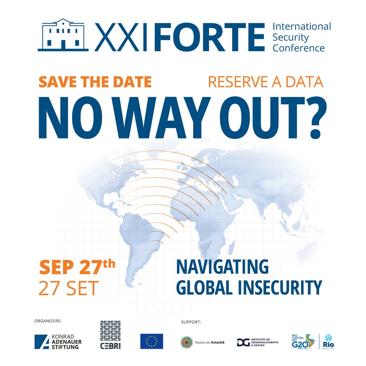 KAS_Argentina's tweet photo. Reserve la fecha: se acerca la XXI Conferencia Internacional de Seguridad de Forte
LA INSCRIPCIÓN SE ABRE PRONTO y el aforo está sujeto a disponibilidad.
🔗 Más información en: Oficina de la KAS en Brasil - (https://t.co/cl4NjZvwjy)
#XXIForte2024 #G20Brasil #CEBRI https://t.co/iJ84xlxszr
