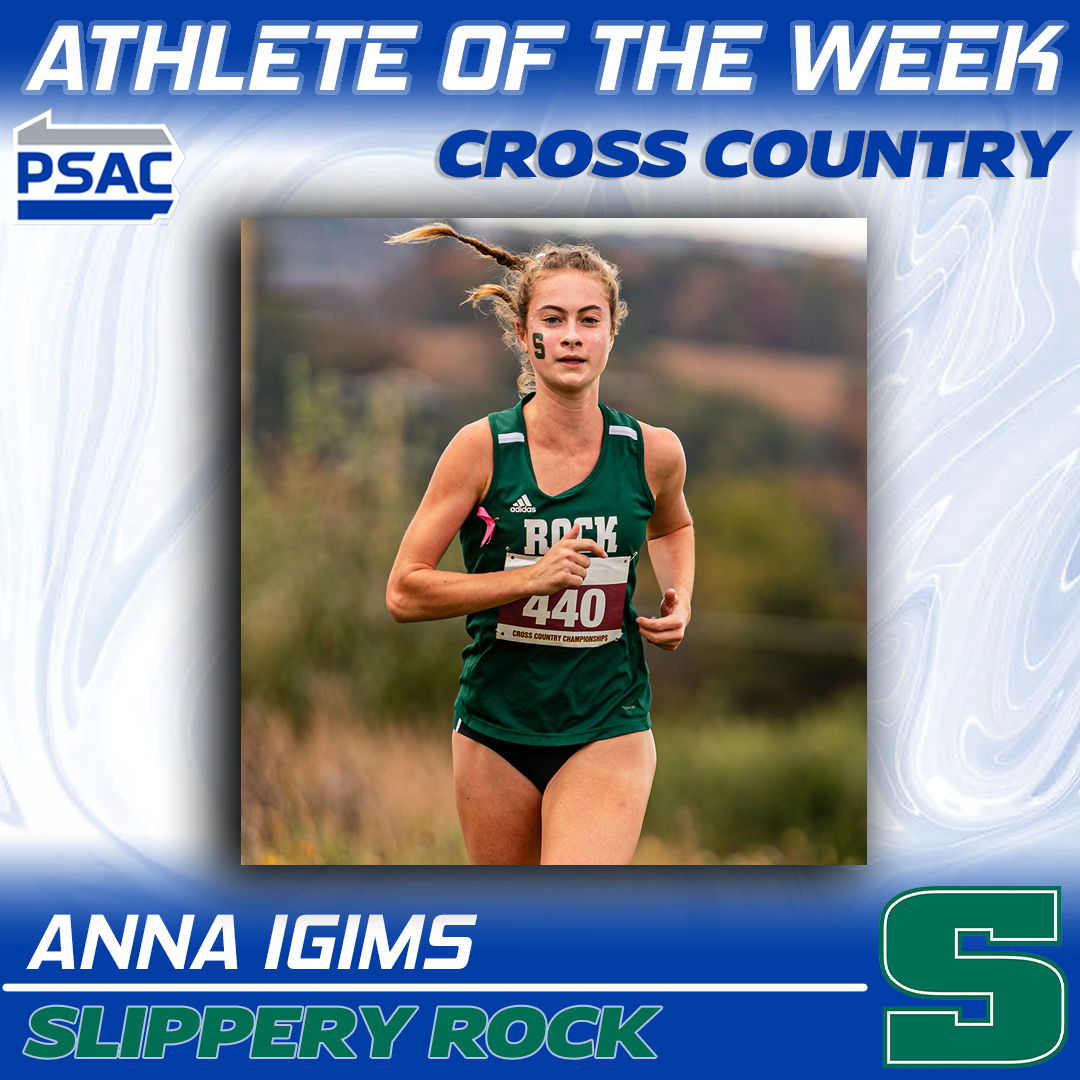 PSACsports's tweet photo. CROSS COUNTRY: The first pair of #PSACWXC and #PSACMXC Athletes of the Week! 🏃‍♀️🏃‍♂️

Women's XC: Anna Igims, @Rock_Athletics 
Men's XC: Dan Gibney, @IUPCrimsonHawk 

Full story: 🔗https://t.co/YYgRvYRu0Z

#PSACProud https://t.co/vwNb31cHnB