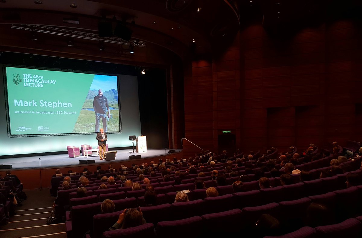 Full house tonight for the 45th TB Macaulay Lecture (<a href="/MacaulayDvTrust/">Macaulay Development Trust</a>)

Mark Stephen, Journalist <a href="/BBCScotland/">BBC Scotland</a>, welcomes Gillian Martin (<a href="/GillianMSP/">Gillian Martin</a>) to the stage.

Looking forward to hearing from globally renowned environmental expert, Professor Gretchen C. Daily

#TBMacLecture