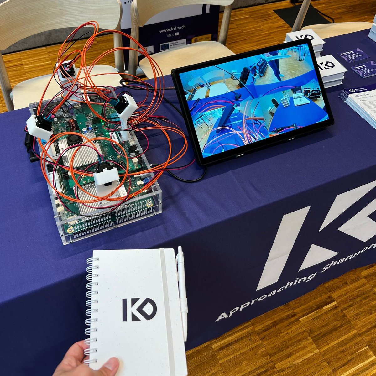 KD_Corporate's tweet photo. We’re fulfilled by the many valuable conversations we've had in the first days at our stand at #ESSERC - @IEEEorg European Solid-State Electronics Research Conference – in Bruges, Belgium.
Meet @rubenpda and team to learn about our #optical multi-gigabit connectivity demo! https://t.co/nVZzQeVJAO