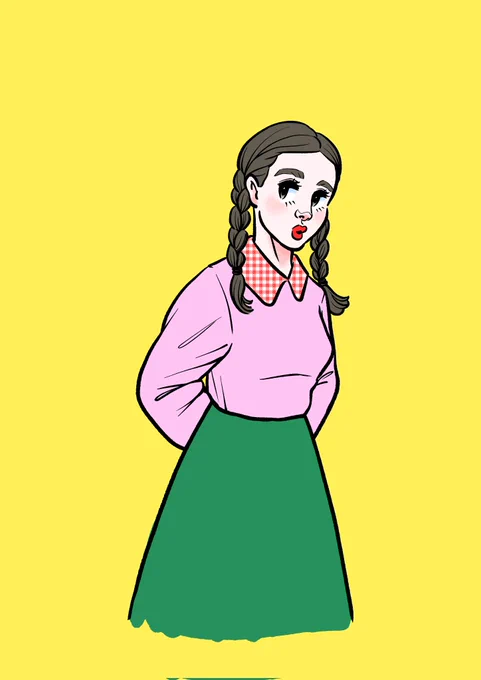 #お絵描き#イラスト#女の子 #レトロ#ファッション #ヘアスタイル#本の挿し絵のお仕事したい #広島在住 #広島在住イラストレーター#nostalgia#retro#retrostyle#japanesegirl 