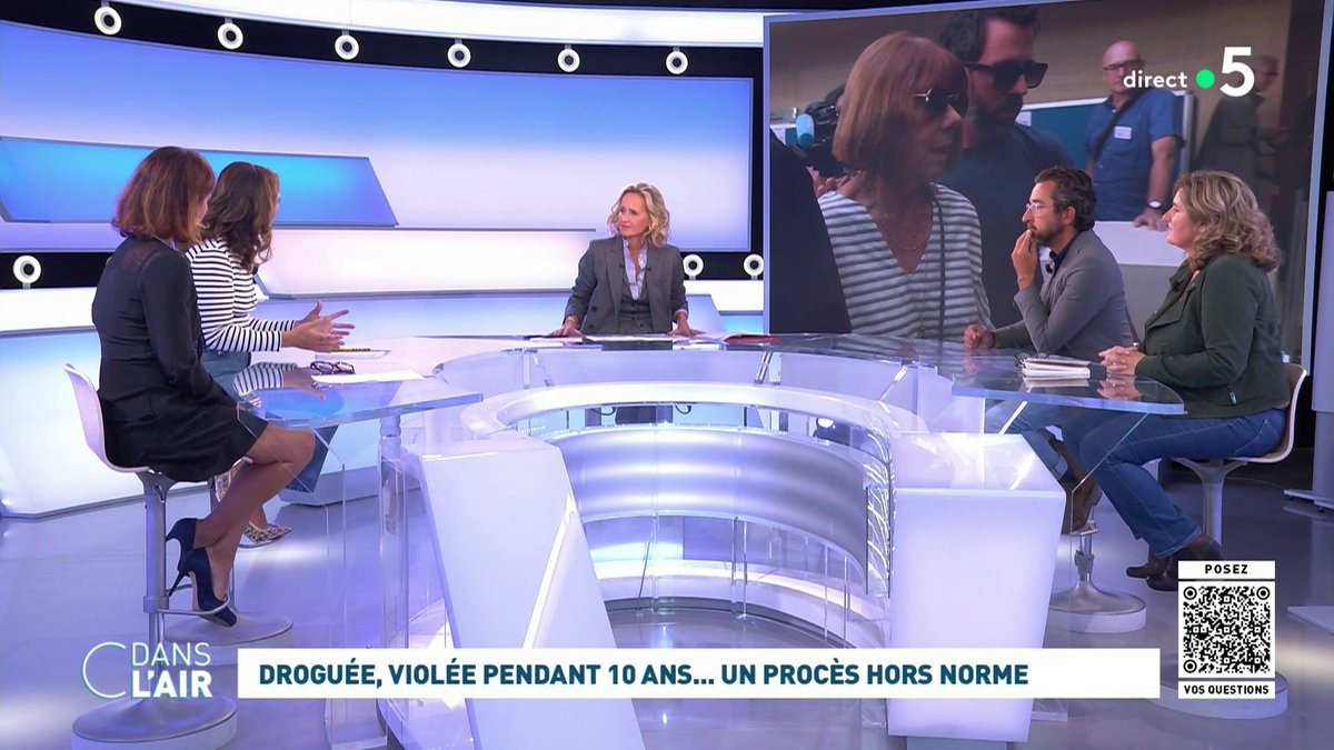 Cdanslair's tweet image. ⬛️Droguée, violée pendant 10 ans... un procès hors norme  

Retrouvez l'émission #cdanslair, présentée par @Caroline_Roux, en replay sur France 5 et sur toutes les plateformes de podcast : audmns.com/cfXainl

Bonne soirée à tous, à demain !
#justice #Mazan #procès…
