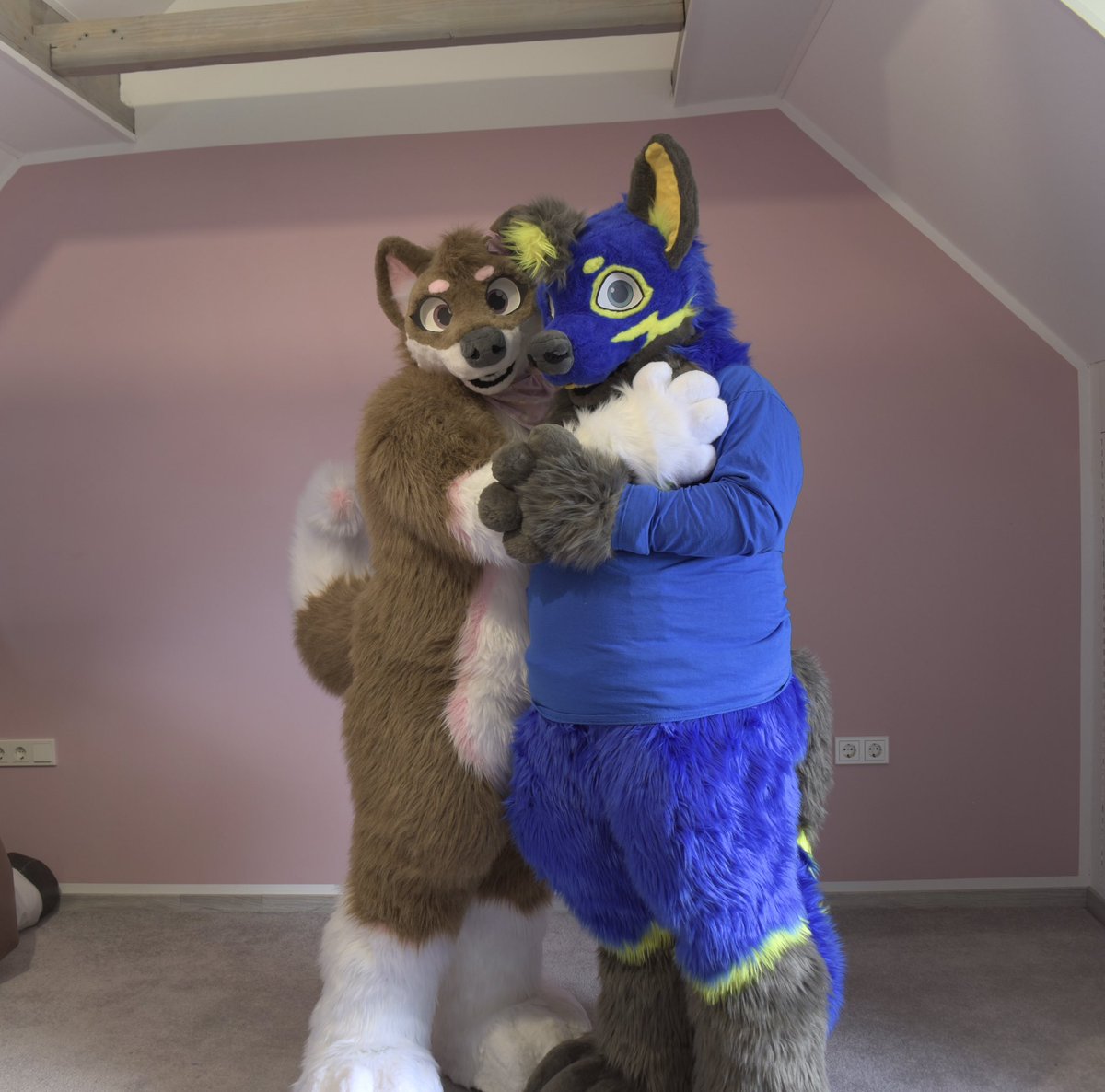 <a href="/Squeaky_Fluffy/">Fluffy</a> 💛💙
The love of my life! My perfect hubby! :3 ❤️❤️

#furry #fursuit