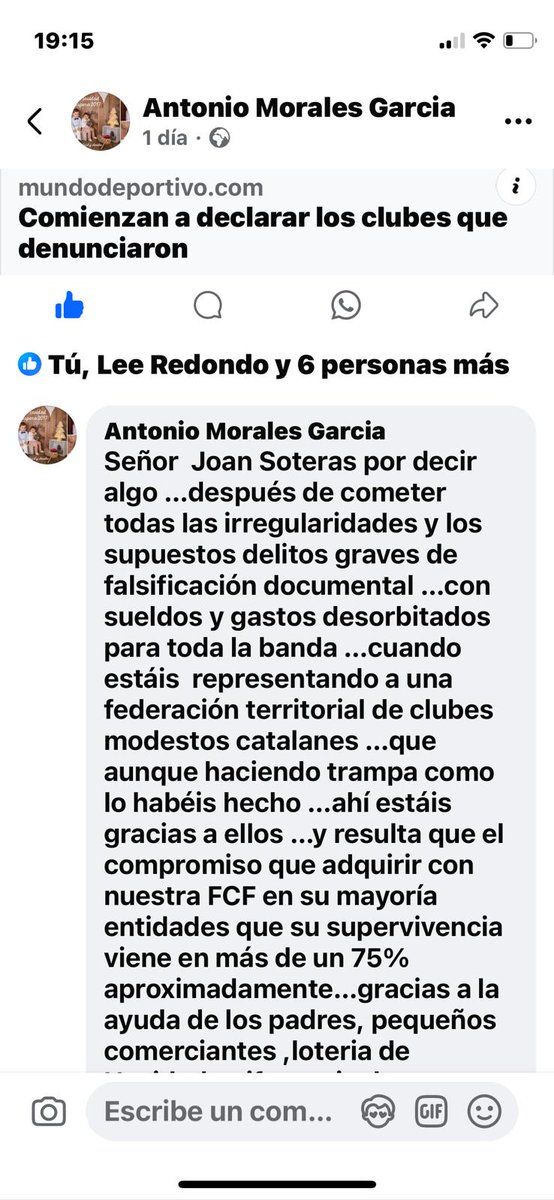 FutbolCatalunya's tweet photo. Nova ració de 'crítica' per al septuagenari president (encara) de la @FCF_CAT , Soteras, per part del president de la @FundacioGrama , Antonio Morales

#futbolcat https://t.co/qJKy8nxNQQ