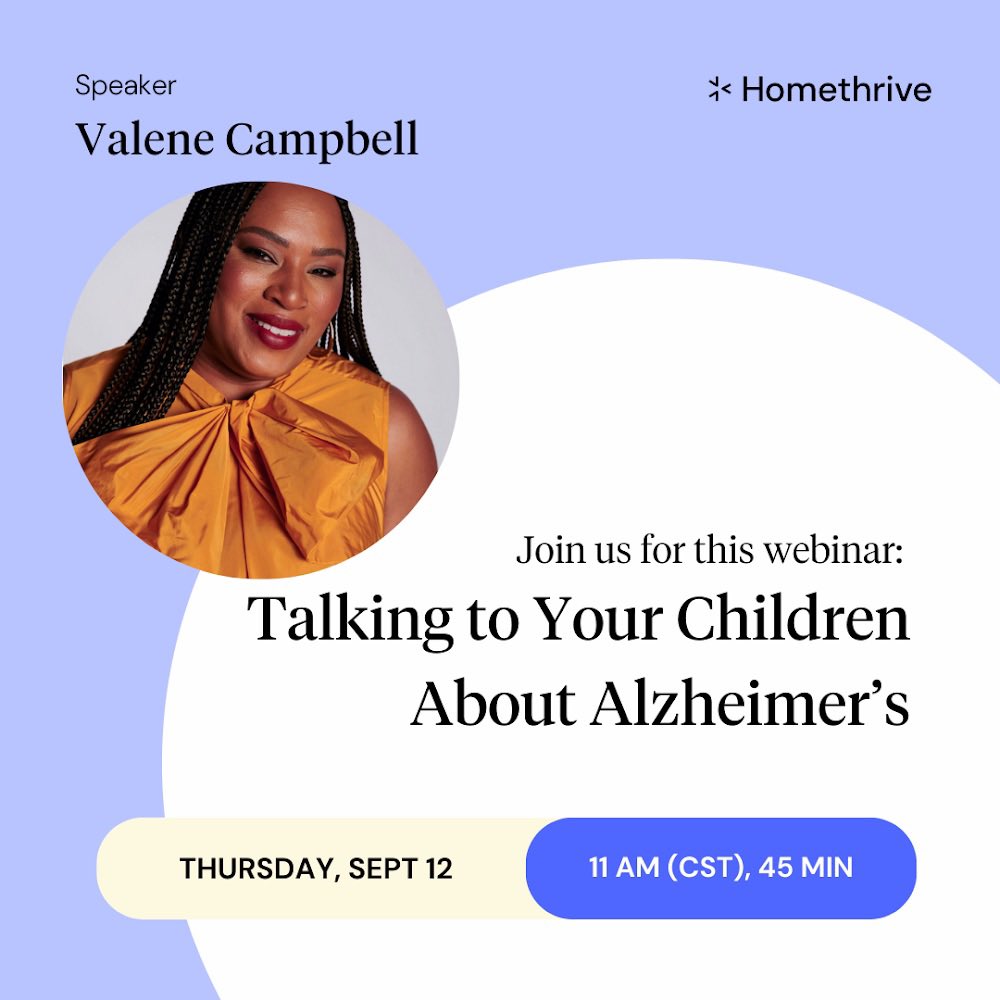Looking forward to being a speaker for @homethrive during their upcoming caregiver seminar on September 12.
Convo on the importance of speaking to children about Alzheimer’s disease through my children’s book <a href="/theamazingzoe/">Zoe Evans</a>.co

#caregiver #caregiversupport #sandwichgeneration