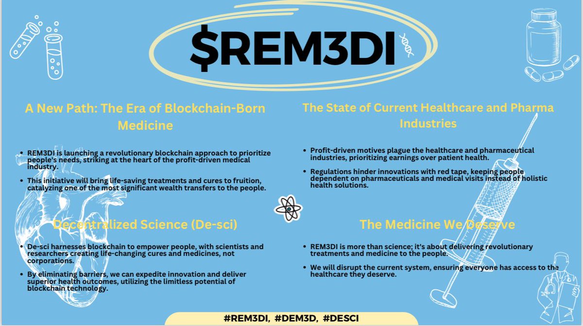 Vongelic1's tweet photo. $REM3DI ๐งชโ๏ธ$REM3DI๐งชโ๏ธ $REM3DI
Using the blockchain to break the chains of Big Pharma: REM3DI Leads the Way!
Big up to @walkonstarz for the mic drop in the clip below. โฌ๏ธ๐ค๐ฅ
๐ณ https://t.co/rIAXLtmjER
๐งฌ https://t.co/T43qTO4uwN
#REM3DI #DESCI #DeMED https://t.co/8A7xYL98HT