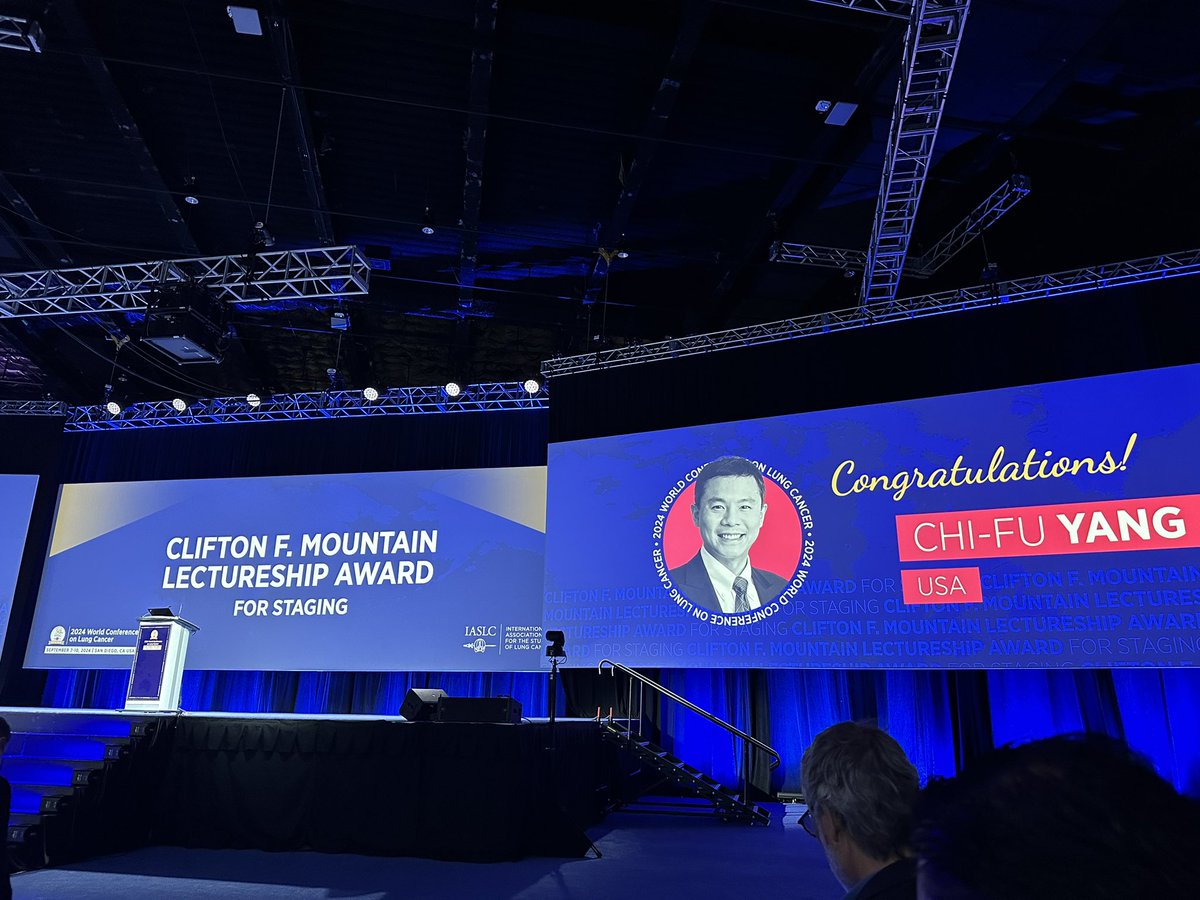 Dr. <a href="/ChiFuJeffYang/">Jeff Yang MD FACS</a> - the <a href="/IASLC/">IASLC</a> 2024 Clifton F. Mountain Lectureship Award for Staging winner at #WCLC24.