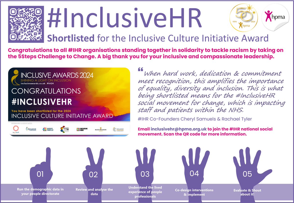 We are humbled to learn #InclusiveHR has been shortlisted by Inclusive Awards 2024! This is a testament to all the hard work and commitment shown nationally by 77 NHS organisations - congratulations! inclusiveawards.co.uk