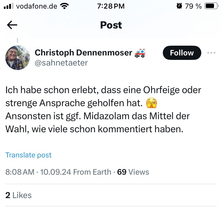 beifahrer_to_be's tweet photo. wie enthemmt muss man sein, dass man “Patienten schlagen” für eine gute Idee hält.. es wird Zeit, dass gewisse “Kollegen” ihren Job verlieren… https://t.co/Y6nrTENxdb