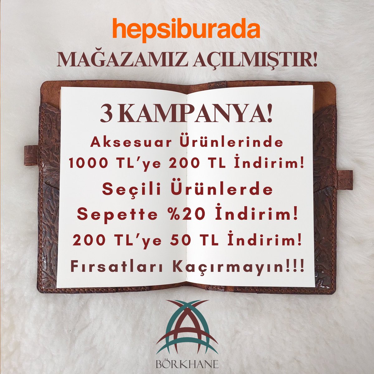 borkhane's tweet photo. Hepsiburada Mağazamız Açılmıştır!.. 😊

Hepsiburada Mağazamıza Özel 3 Kampanya İle Sizlerleyiz:

Aksesuar Ürünlerinde 1000 TL'ye 200 TL İndirim ! ! ! 😎
Seçili Ürünlerde Sepette %20 İndirim ! ! ! 😎
200 TL'ye 50 TL İndirim ! ! ! 😎

Kampanya kapsamındaki ürünlerimiz için https://t.co/GfWqix5Son adresimizi ziyaret edebilirsiniz.

Tüm ürünlerimiz için https://t.co/ICMamPLQEc adresimizi ziyaret edebilirsiniz.

Sınırlı sayıda ürünleri kaçırmayın!.

3 ürün ve üzeri alışverişlerinizde geçerli indirimimiz için iletişime geçiniz!

Hayda Bre! Börkhane..
Özel üretim ve kalitenin buluştuğu nokta.
Günlük kullanıma uygun modellerimiz ile sizlerleyiz.
Ürünümüz Kürk ve Deri&Süet kullanılarak imal edilmiştir. El Emeğidir. 😊

#Börk #Börkhane #SezonÜrünleri #Kargo #ÜcretsizKargo #Kalpak #Deri #Doğa #Av #Avcı #Avcılık #Kamp #Kampcılık #İzcilik #Outdoor #Balta #PÖH #JÖH #İstanbul #Ankara #Bursa #Sivas #Kayseri #Kış #Kar #Yağmur #Hepsiburada #Mağaza #Açılış #Kampanya