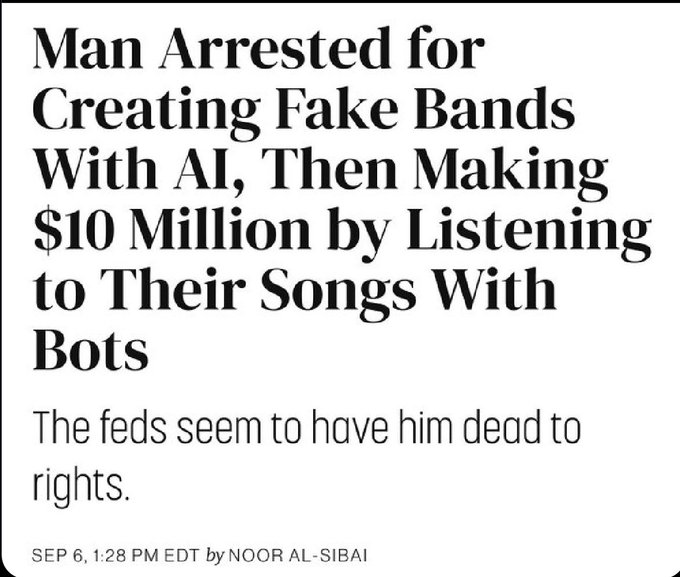 You'd have to stream a LOT of songs to make ten million off streaming. This is wild. https://t.co/wD