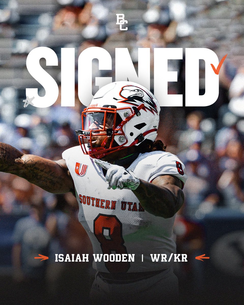 BC LIONS (@bclions) on Twitter photo #BCLions sign Southern Utah (<a href="/SUUFB_/">Southern Utah Football</a>) product 🇺🇸 WR/Returner Isaiah Wooden 🖊️
MORE 📝| bit.ly/3B7ybRr #BCLions sign Southern Utah (<a href="/SUUFB_/">Southern Utah Football</a>) product 🇺🇸 WR/Returner Isaiah Wooden 🖊️
MORE 📝| bit.ly/3B7ybRr