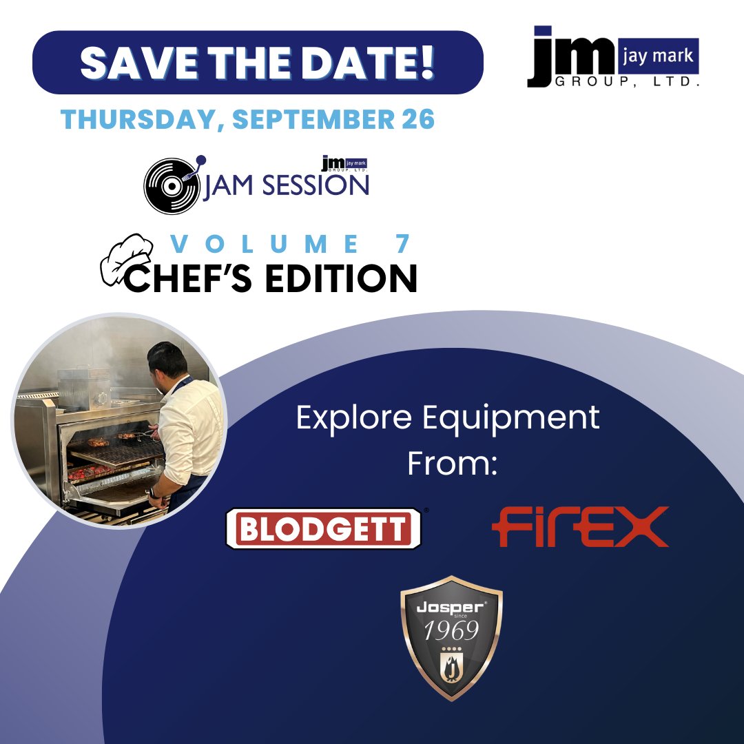 jaymarkgroup's tweet image. Don't forget! We're hosting a JAM packed event with chef-led demos featuring TOP industry equipment.

You'll get a first-hand look at equipment from:
- Blodgett
- Firex
- Josper

Register today &amp;gt;&amp;gt; hubs.la/Q02MJF7l0

#jaymark #livedemo #foodservice #kitchenequipment