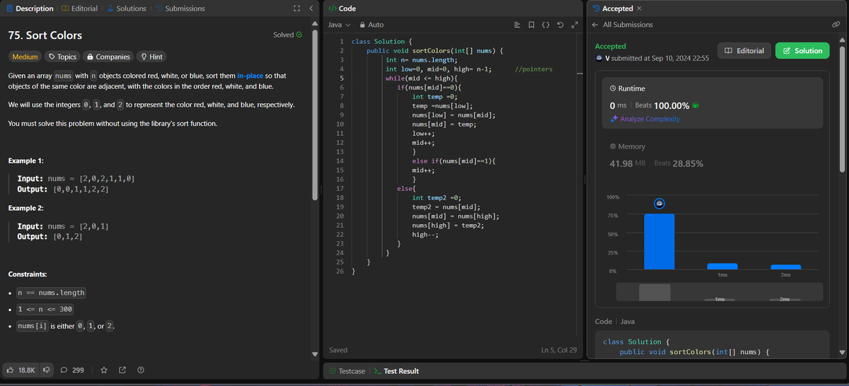 Vvishal_Parihar's tweet image. 🚀Day 10/100 of #100DaysOfCode!  
Solved 2 leetcode questions (leetcode-75 and leetcode-1)
 #leetcode #StriverA2ZDSA