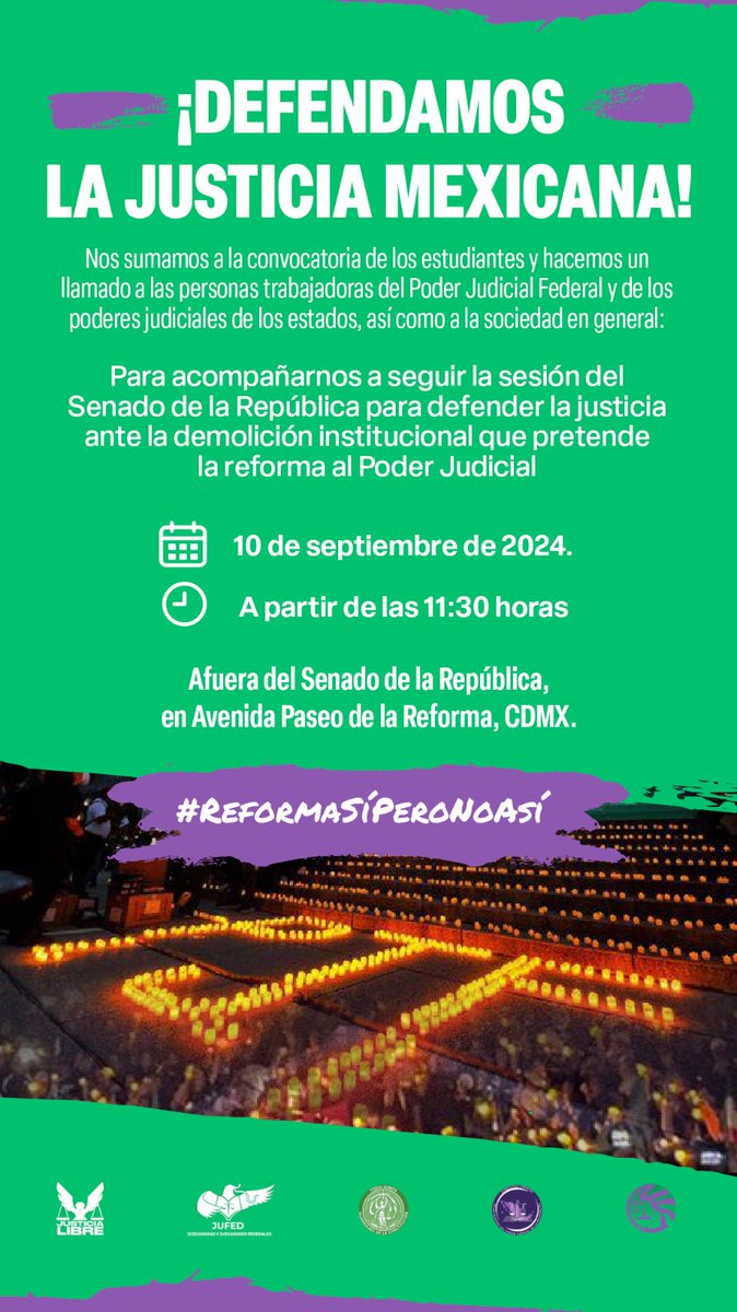 ⚖️🇲🇽 La lucha continúa.
#TodosSomosPJF 
#NoALaReformaJudicial