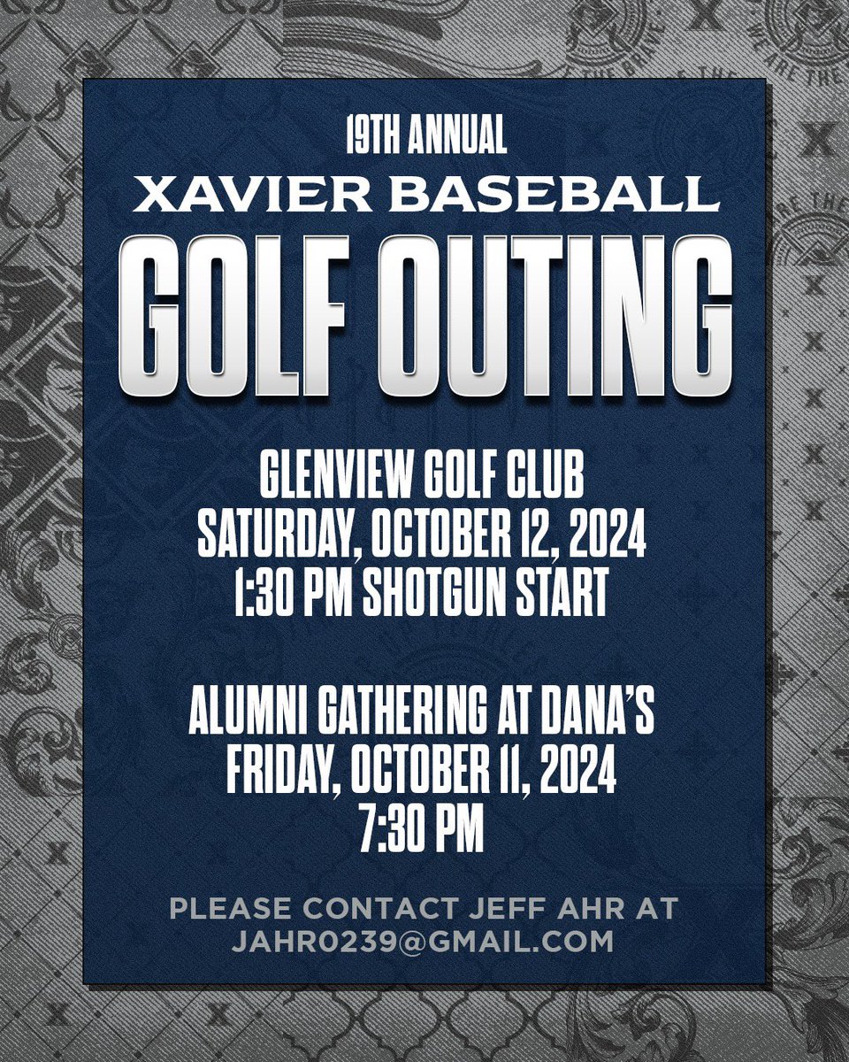 XavierBASE's tweet photo. Our annual alumni golf outing is just over a month away! Make sure you register soon!

#LetsGoX https://t.co/pfB9TKZtrK