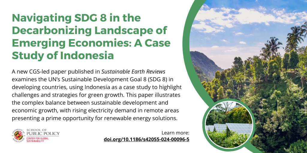 Center for Global Sustainability (@ctrglobsust) on Twitter photo Indonesia could be a leader in renewable energy but challenges like costs and quality of solar panels persist.
A new <a href="/CtrGlobSust/">Center for Global Sustainability</a>-led study explores how emerging economies like Indonesia can boost financing for successful energy transition and meet SDG 8: doi.org/10.1186/s42055… Indonesia could be a leader in renewable energy but challenges like costs and quality of solar panels persist.
A new <a href="/CtrGlobSust/">Center for Global Sustainability</a>-led study explores how emerging economies like Indonesia can boost financing for successful energy transition and meet SDG 8: doi.org/10.1186/s42055…