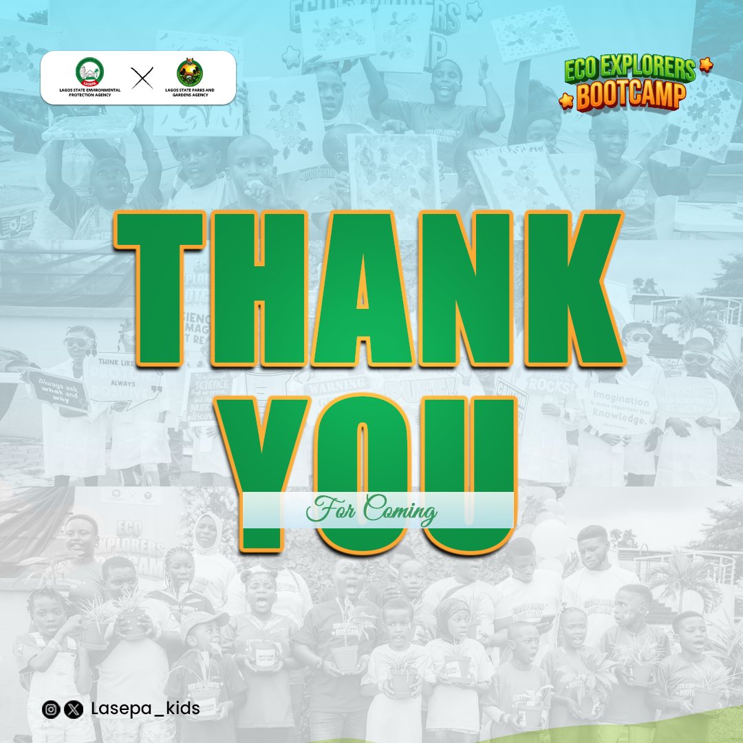 LasepaKids's tweet photo. Thank you! Thank you!! Thank you!!!
We can’t thank you all enough.
Your presence made this event a success 😁

To our children, now Eco Explorers, we say thank you for being on your best behavior. Keep putting your best foot forward in your schools and communities 🙂👍. https://t.co/Ss4vo8k5mB