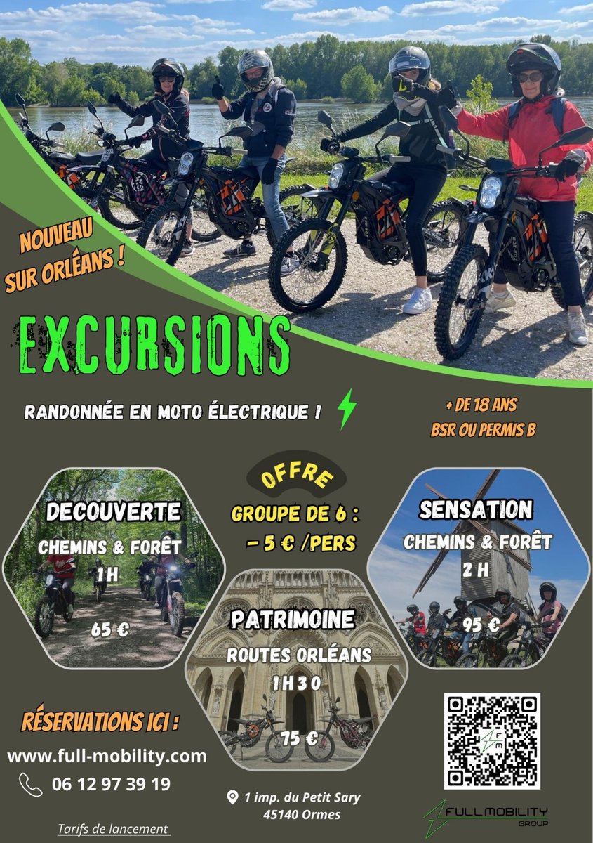 FullMobility's tweet photo. 🌿 Balade FUN et UNIQUE en moto électrique sur Orléans 🏛
🎁 OFFRE => -5€ par personne, si groupe de 6 participants !
Expérience guidée en toute sécurité entre amis, famille ou collègues ✌️
#Orléans #tourisme #motoélectrique #offre #détente #sensation #Cathédrale #Loiret #balade https://t.co/ML8ieZNQrK