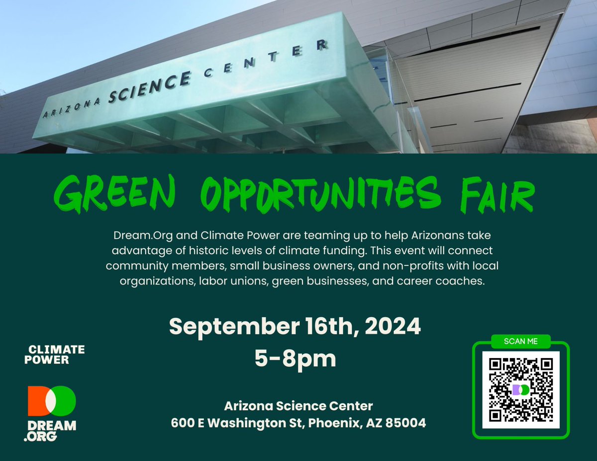 For people in the Phoenix area, I'll be in town for a great event we're hosting next Monday connecting justice impacted people to green job opportunities. 

Please share with your Arizona people! And if you're in Phoenix, let's connect while I'm in town.