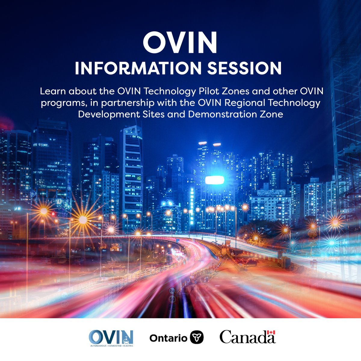 Do you have a leading-edge solution for urban &amp; cross-border mobility? 

Join us for an info session on the OVIN Technology Pilot Zones! Learn how you can get up to $100k from the #GoC through <a href="/FedDevOntario/">FedDev Ontario</a>. 
 
🗓️ Oct. 16, 1-2pm
Register here: ow.ly/vNHg50TkmHb