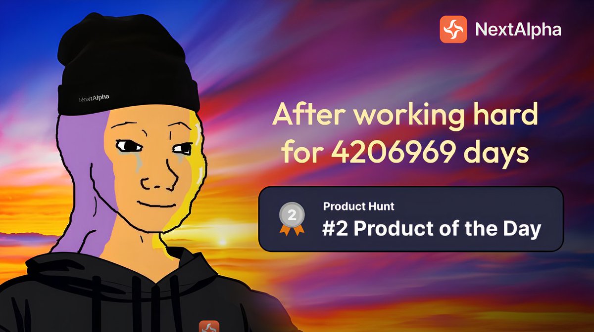 _nextalpha's tweet image. We ranked #2 on Product Hunt. Find the most profitable crypto portfolios on nextalpha.xyz

Join our discord and share feedback discord.gg/FN6SRRPe