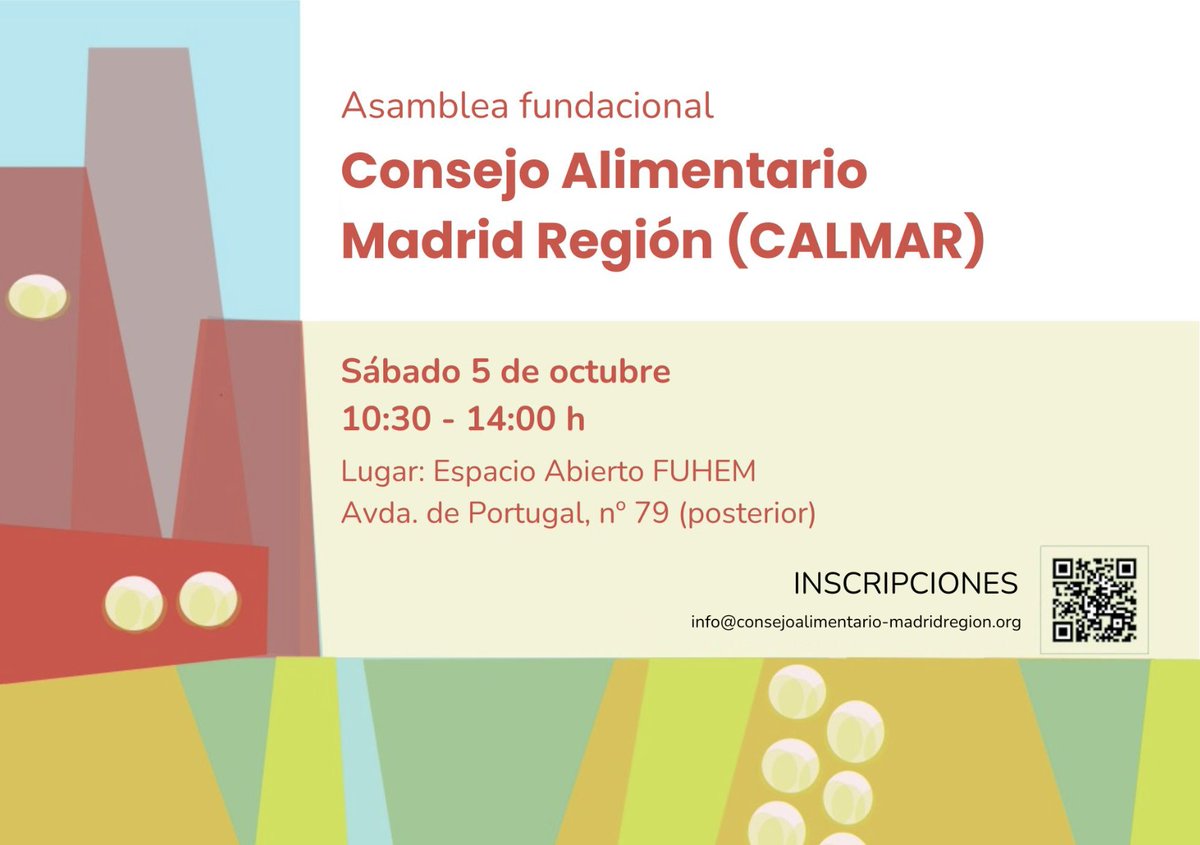MadridAgro's tweet photo. Llegó el momento #CALMAR 50 Consejo Alimentario Madrid Región
en compañía de
@TierraMadrid
@FRAVM
@REHD_Mad
@Biolibere
@LaOsaCoop
@Uncuma1
@EeAmadrid
@SurcosUrbanos
@GiausUpm
@IEGD_CSIC
@ONGD_CERAI
@Carrocombate
@fvidasostenible
@FUHEM
y más
https://t.co/s8yJxsgXhM https://t.co/uh0TSLT3pn