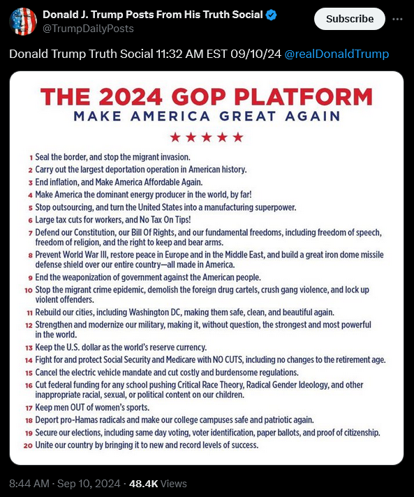 JakeGagain's tweet photo. 🚨 BREAKING: TRUMP UNVEILS GOP AGENDA

Former President Donald Trump outlines his vision for the Republican platform, focusing on key issues ahead of upcoming elections. https://t.co/iE2VpDyJQR