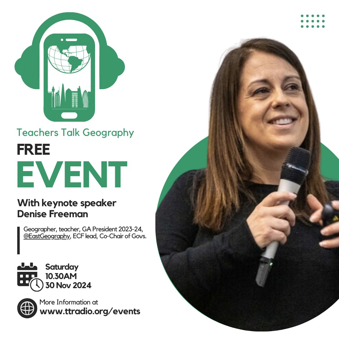 TTR Geography (@ttrgeog) on Twitter photo Exciting news, our first speaker announcement and it's a cracker! 
The wonderful <a href="/geography_DAF/">Denise Freeman πππ»ββοΈ</a> will be one of our insightful and inspiring keynote speakers! 
We can't wait! 
Grab your ticket now to join us in Manchester on Saturday 30th November eventbrite.com/e/teachers-tal⦠Exciting news, our first speaker announcement and it's a cracker! 
The wonderful <a href="/geography_DAF/">Denise Freeman πππ»ββοΈ</a> will be one of our insightful and inspiring keynote speakers! 
We can't wait! 
Grab your ticket now to join us in Manchester on Saturday 30th November eventbrite.com/e/teachers-talβ¦