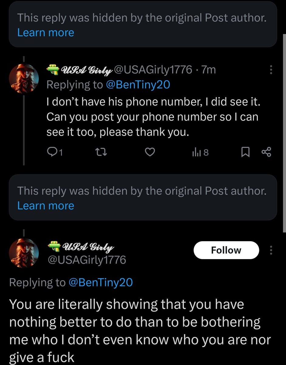 BenTiny20's tweet photo. @USAGirly1776 Awww. Coming over here huh lass. Don't worry I don't hide replies here. Say your mind and let's see what other retarded shit you can say https://t.co/Wo13Vr6DzV