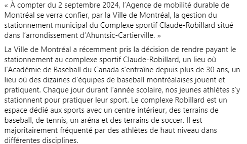 JeremyFilosa's tweet photo. La @MTL_Ville désirerait rendre payant le stationnement au Centre Claude-Robillard. Un endroit utilisé surtout par nos jeunes athlètes qui n'ont souvent pas beaucoup d'argent. Le président de Baseball Québec @MaxBQLamarche vous invite à signer la pétition contre cette décision. https://t.co/goHtaQCiOs?