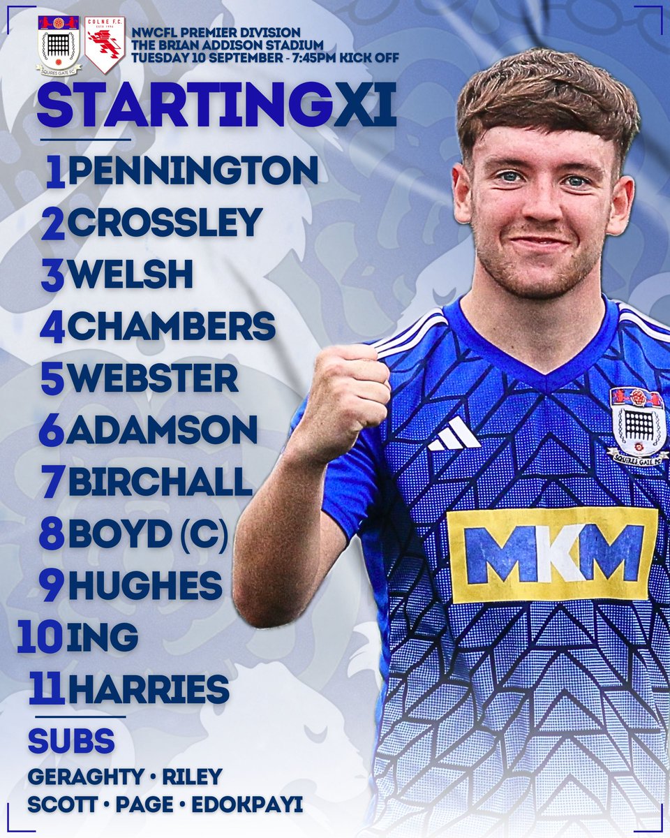 📋| 𝗦𝘁𝗮𝗿𝘁𝗶𝗻𝗴 𝗫𝗜

👥 Here’s how we line up for tonight’s game against <a href="/Colne_FC/">Colne F.C.</a>.👇

🔷 #WeAreGate | <a href="/JTA__Media/">JTA Media</a>