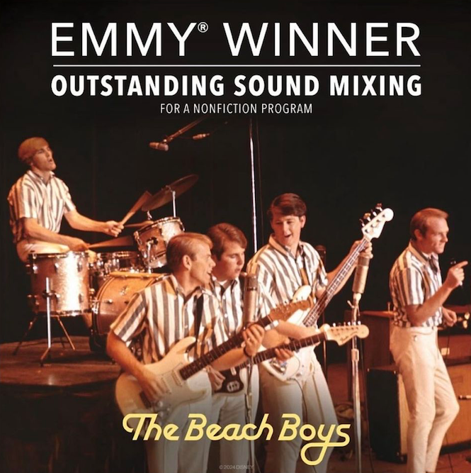 Congratulations to Gary Rizzo, John Rampey, Sabi Tulok and Dennis Hamlin, the sound team on The Beach Boys documentary on Disney+, for just winning the Emmy award for Outstanding Sound Mixing For A Nonfiction Program--so well-deserved! 👏 <a href="/TheBeachBoys/">The Beach Boys</a> <a href="/DisneyPlus/">Disney+</a> #beachboys 🎶