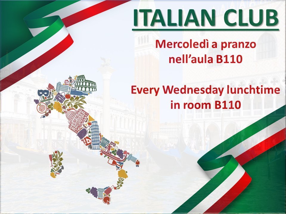 DHSFifeModLangs ๐ซ๐ท๐ฉ๐ช๐ช๐ธ๐ฎ๐น (@dhsfifemodlangs) on Twitter photo Ciao a tutti! ITALIAN CLUB is back! Come along tomorrow lunchtime (and every Wednesday lunchtime) to Mr Dodds' classroom (B110) to meet our Italian exchange students, learn some Italian words, listen to some Italian music, try some Italian food. Ci vediamo! ๐ฎ๐น โ๏ธ๐๐๐จ๐ซ๐๐ฎ๐น Ciao a tutti! ITALIAN CLUB is back! Come along tomorrow lunchtime (and every Wednesday lunchtime) to Mr Dodds' classroom (B110) to meet our Italian exchange students, learn some Italian words, listen to some Italian music, try some Italian food. Ci vediamo! ๐ฎ๐น โ๏ธ๐๐๐จ๐ซ๐๐ฎ๐น