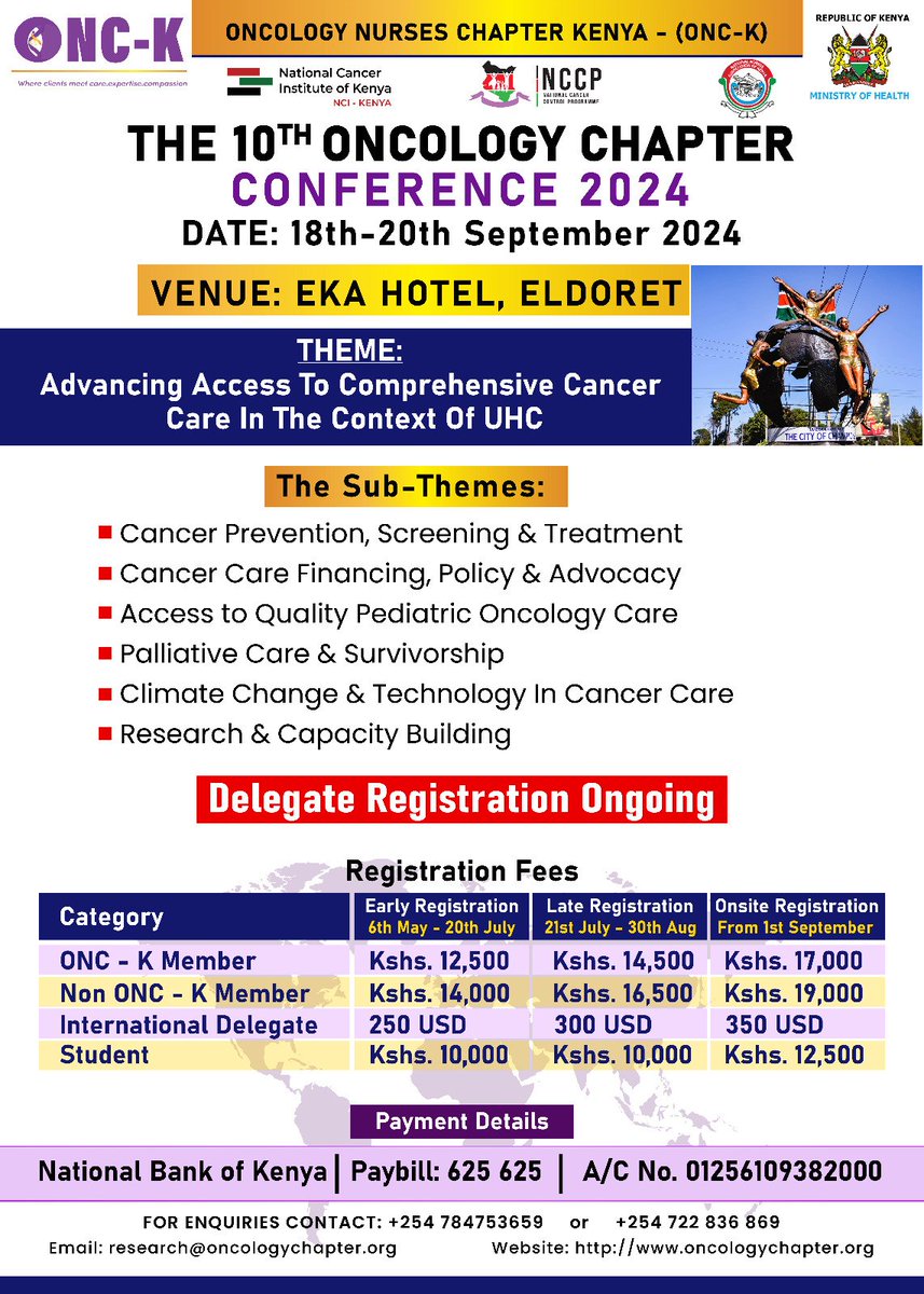 Join us for the 10th Annual Scientific Conference hosted by the Oncology Nurses Chapter Kenya. Don't miss this opportunity to engage with experts and peers dedicated to improving oncology nursing practice in Kenya. Kindly RSVP to confirm your attendance.

docs.google.com/forms/d/e/1FAI…