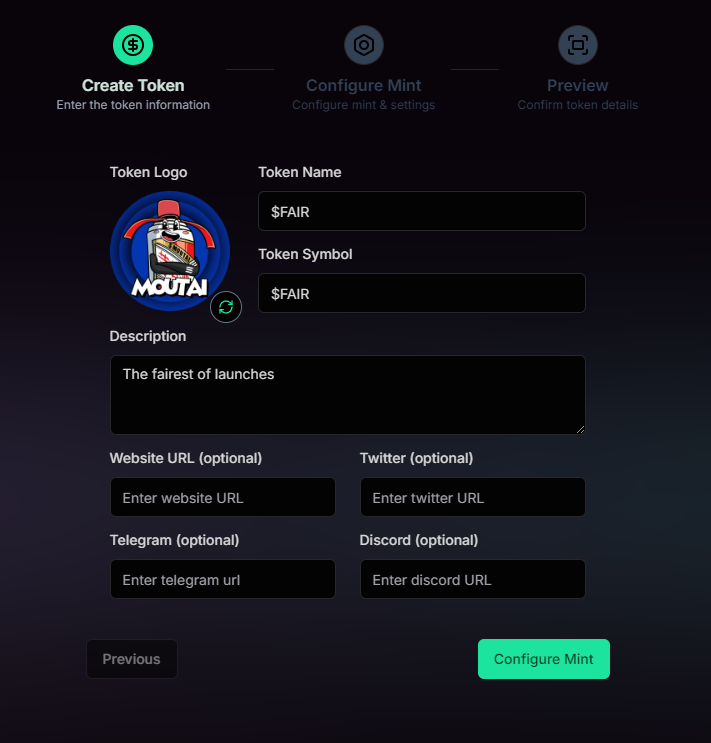 adidogCEO's tweet photo. here’s how the token creation process looks on @mintdotit, it costs about 0.5 $SOL in rent to create a token, depending on the settings

during the alpha phase, only "OG" role holders are allowed to create tokens, OGs are ppl who helped test the platform and refine it over the year

"OG" role holders can create tokens for anyone because, on https://t.co/djUo5sxDNE, there are no "timing games," ensuring a fair process regardless of who creates the token

they also serve as our quality filter, ensuring that the first wave of tokens goes through a basic vetting process (the OG scam test)

u can find OGs in discord https://t.co/yyNqneTGOV

for the alpha launch, we’ve restricted all functionality to basic default settings to monitor how the tool performs in a live setting before expanding user capabilities

for more details on the release schedule, check the docs 

https://t.co/suH3DXOqqy