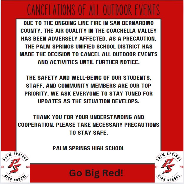 All outdoor events cancelled