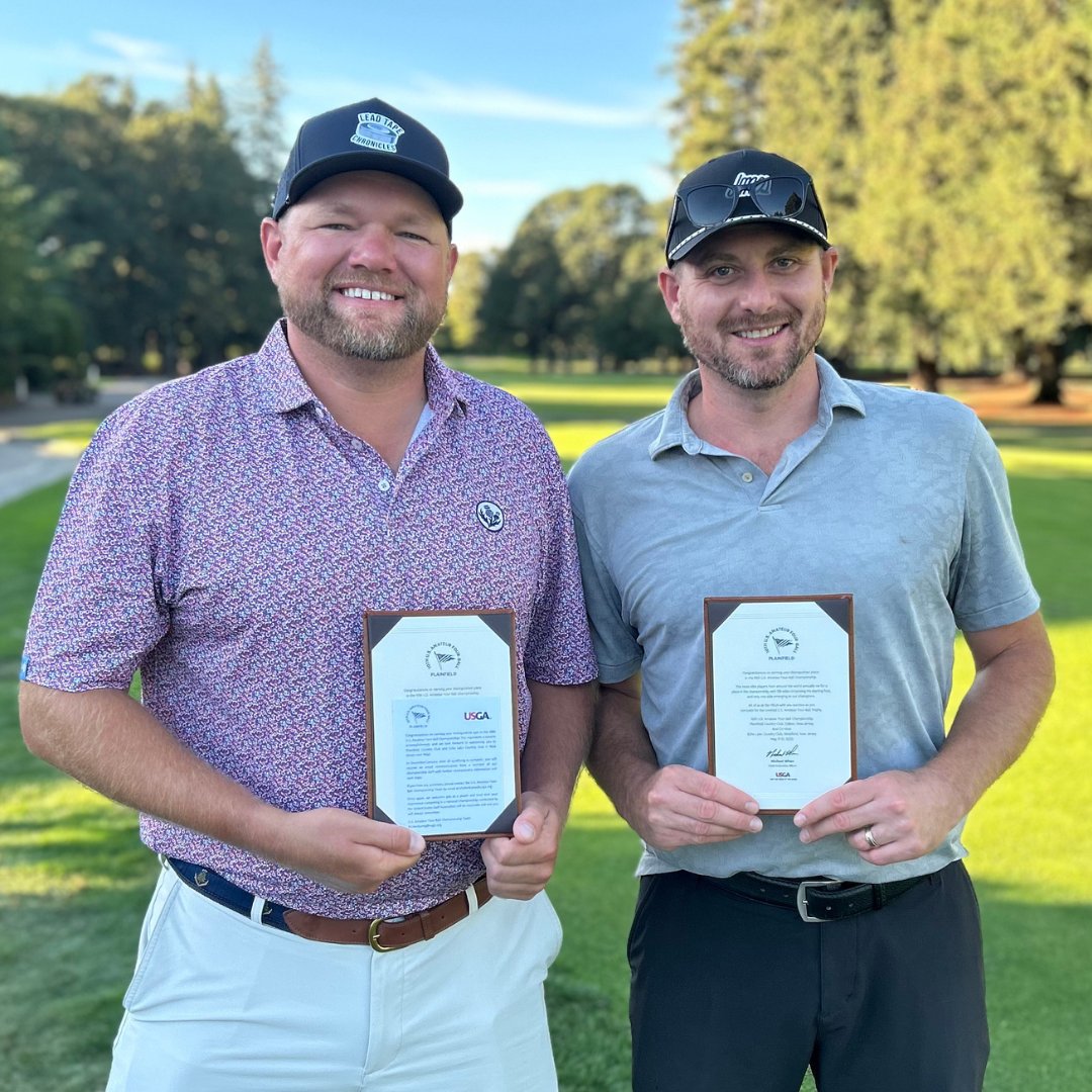 OregonGA's tweet image. Congratulations to Michael Johansen and Gerrit Chambers for earning medalist honors in the 2024 U.S. Amateur Four-Ball Qualifier, shooting an OGA team-low record of 59!

Andrew Von Lossow and Landon Banks also qualified by firing a 9-under, 63.

Results: hubs.li/Q02Pnz2m0