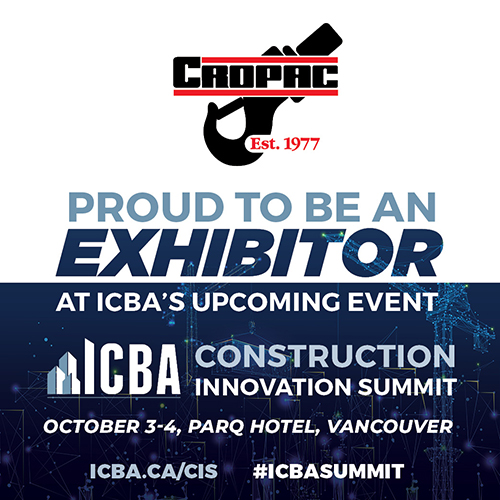 Cropac Equipment is super excited to be a sponsor and an #exhibitor of the 2024 #ICBA Construction Innovation, to be held on October 3 &amp; 4 at the JW Marriott Parq in Vancouver. We are #proud to sponsor this Summit that brings the industry together.

Come visit us at booth # 3.