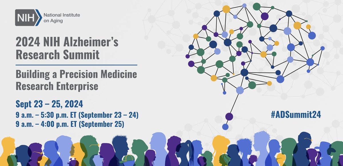 Researchers: Are you interested in learning more about scientific and clinical progress in #AlzheimersDisease research? Join NIA Sept. 23-25, 2024, for the 2024 <a href="/NIH/">NIH</a> Alzheimer’s Research Summit! Learn more and register today: go.nia.nih.gov/4cyFFuO #ADSummit24