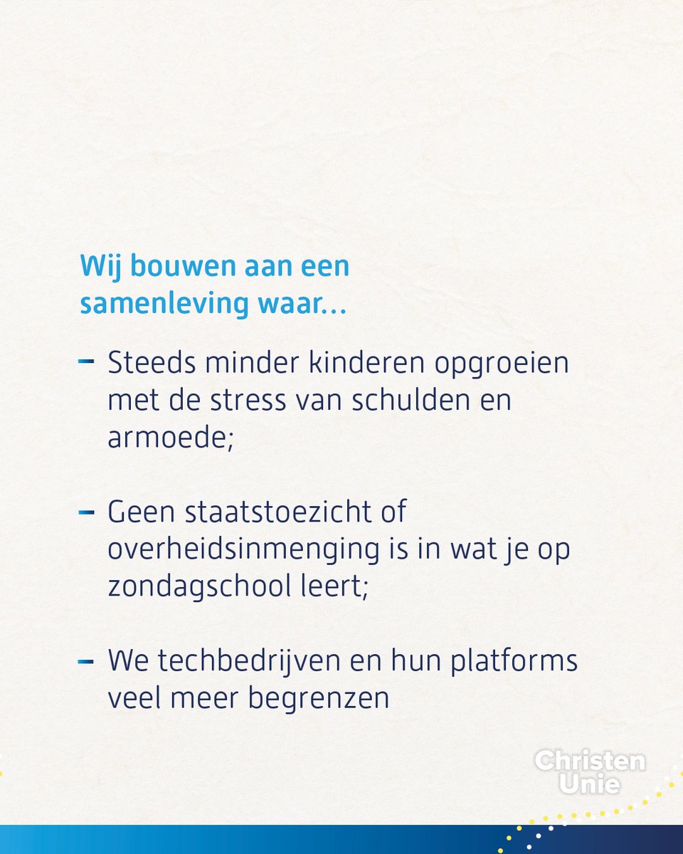 christenunie's tweet photo. TOEKOMST VOOR KINDEREN

We zetten ons in voor het welzijn van kinderen en voor de toekomst van de schepping waarin zij leven.

Op 10 september presenteerde @mirjambikker ons politiek pamflet.

Wil je hier meer over lezen?
Ga naar https://t.co/q9jYOE6zz8. https://t.co/2K5yLKP2sg